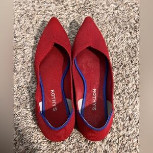 Rothy's Red Flats with Blue Trim